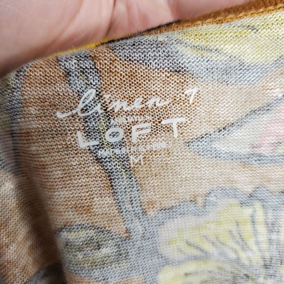 LOFT linen bold retro floral print‎ sleeveless shell top blouse M - Picture 5 of 10